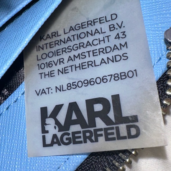 Karl Lagerfeld Zip Around Leather Wallet Blue NWT - Picture 7 of 7